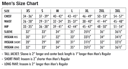 Bogner Jacket Size Chart